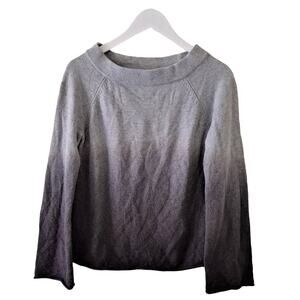 Ann Taylor Loft Gray and Black Boatneck Long Wide Wrist Sleeve Sweater - Size M